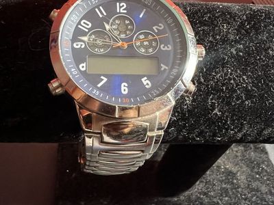 Unbranded Analog Digital Watch - Silver Tone with Blue Dial