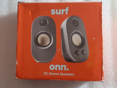 Surf Onn. Computer Stereo Speakers With 3.5mm Input Jack, Volume Control, Bass Control - 5 Watts - Dolby Digital