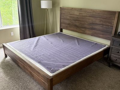 King Size Wood Bed Frame - Dark Wood Finish