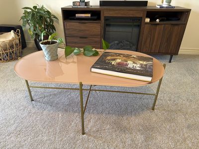 Pink glass coffee table