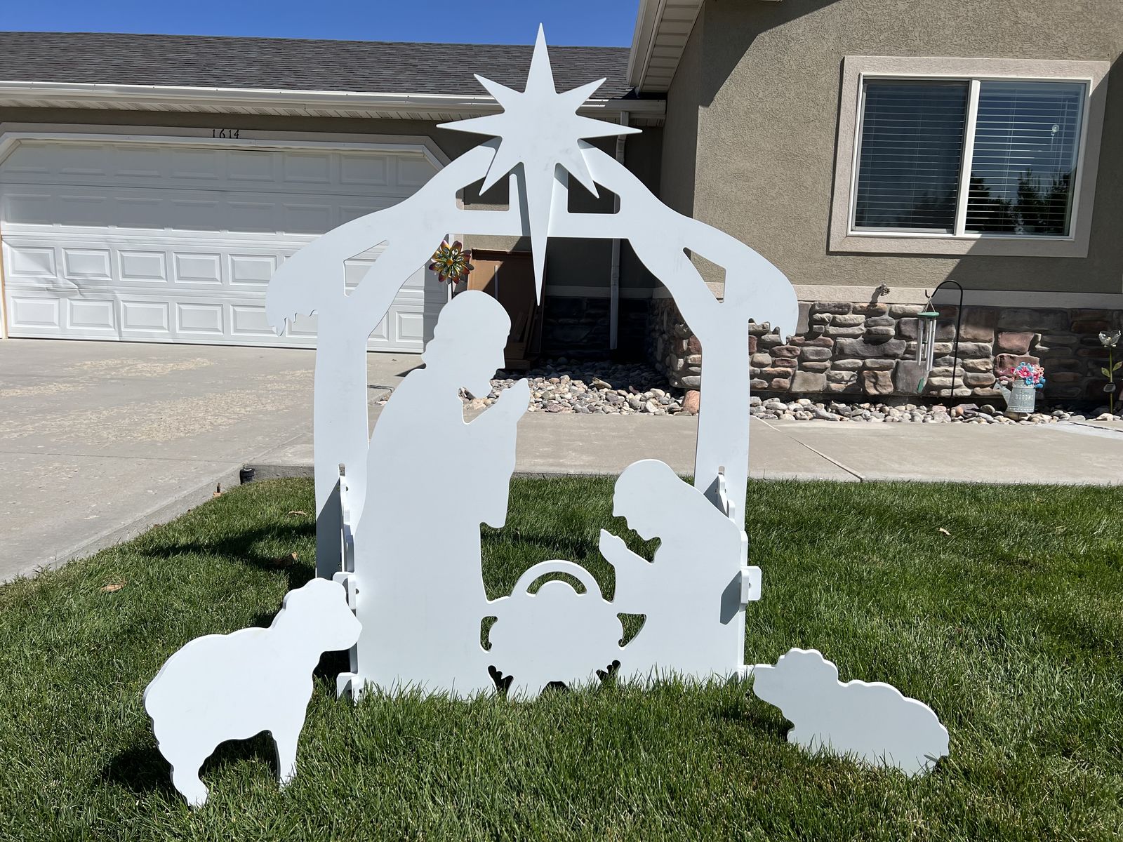 Christmas Nativity Set Yard art.  Box it fits in is 29 1/2" X 44 1/2".