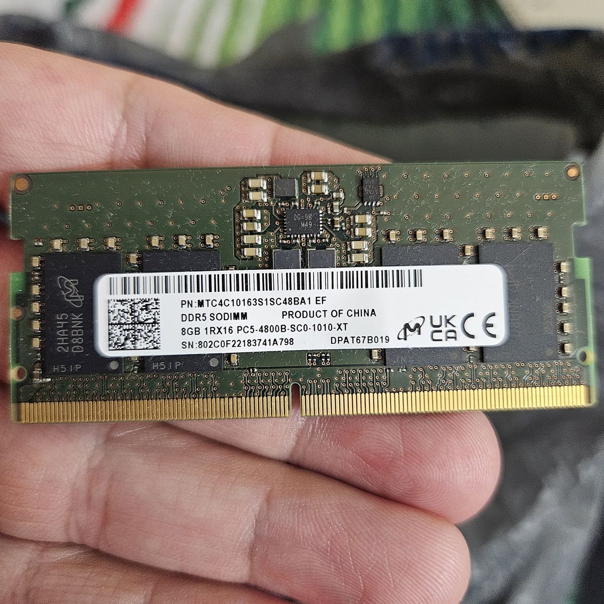8 GB ddr5 ram 4800 mhZ , for laptop