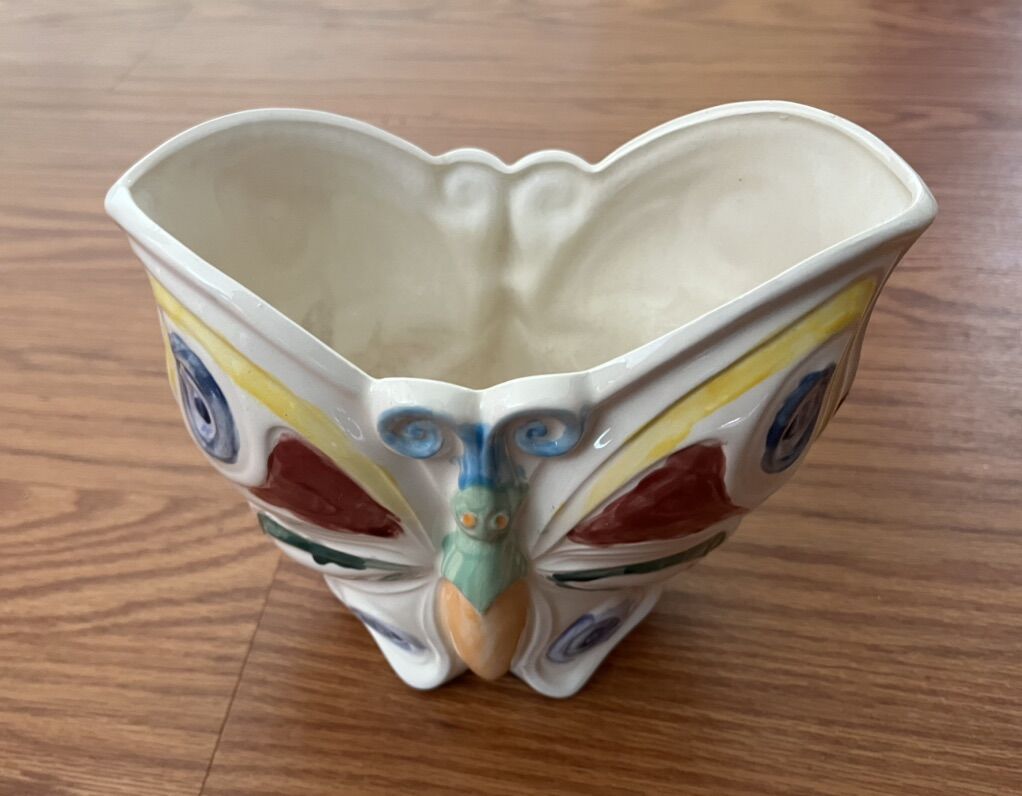 Glazed Ceramic Buttefly Vase/Planter/Decor
