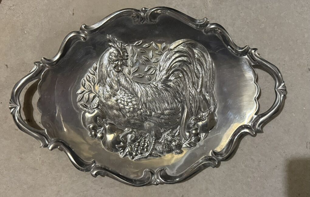 Lenox Pewter Rooster Serving Tray Thanksgiving