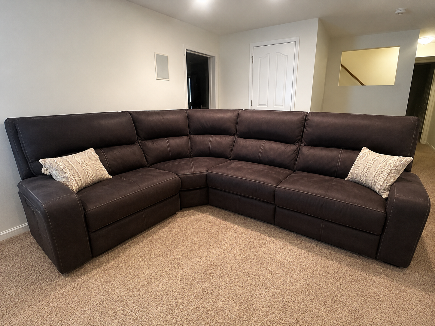 Used Brown 5-Piece Sectional Sofa with Recliners - Excellent Condition, Comfortable Seating