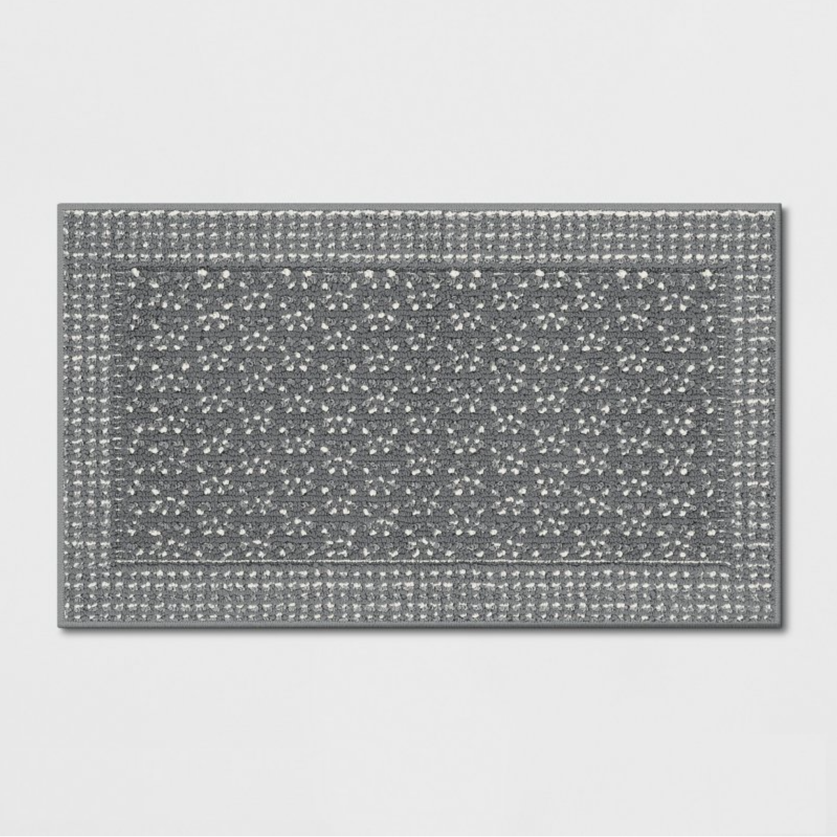 3 Threshold Washable Geometric Border Tufted Accent Rugs in Gray - 1'8 x 2'10