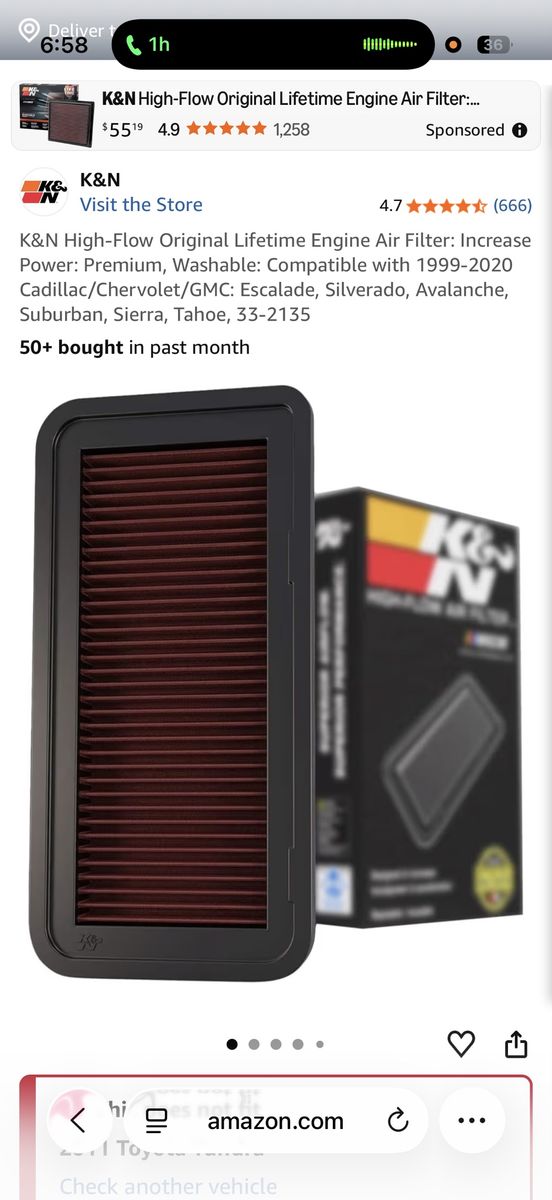 K&N High-Flow Original Lifetime Engine Air Filter 33-2135