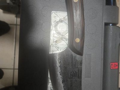 Handmade Full Tang Cleaver Butcher Knife - Dark Wood Handle & Raw Steel Blade