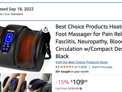 Heated Shiatsu Foot Massager for Pain Relief, Plantar Fasciitis, Neuropathy, Blood Circulation w/Compact Design - Satin Black