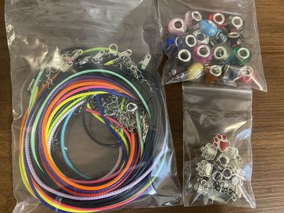 61 pieces jewelry lot for adults or kids European beads and necklaces