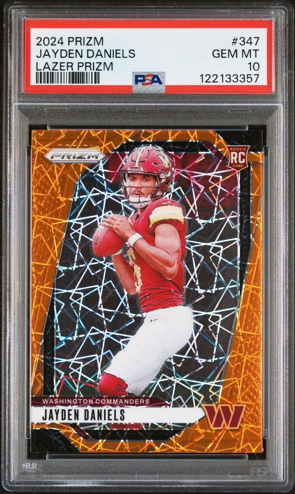 2024 Prizm Orange Lazer Jayden Daniels #347 PSA 10
