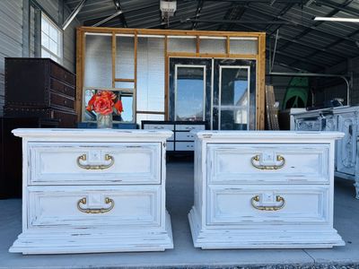 2 White Distressed NighstAnds