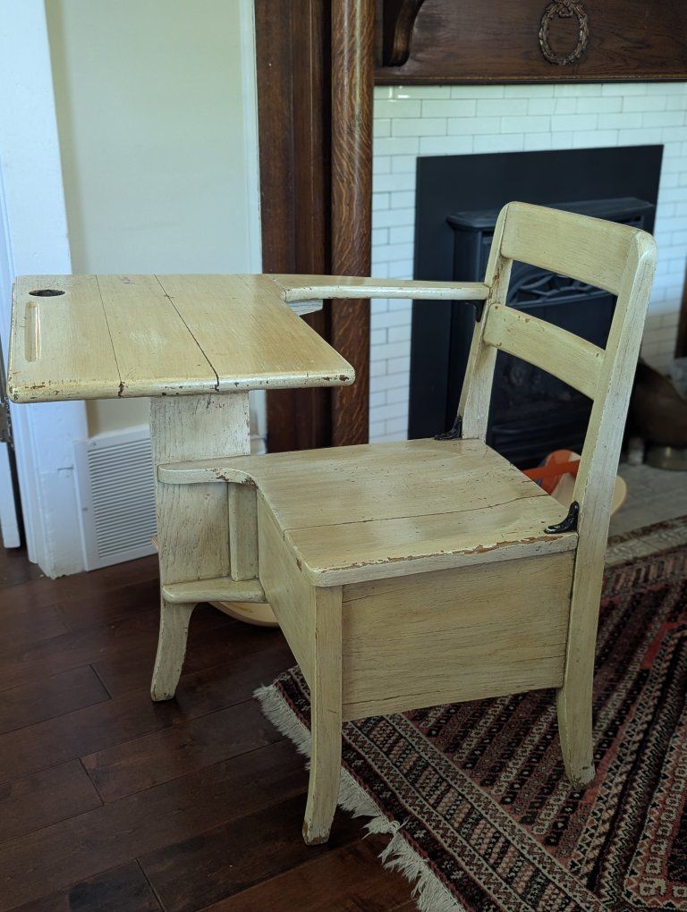 Vintage kids schoolhouse desk with storage drawer