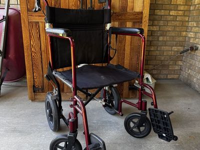 Drive Medical Lightweight Expedition Transport Wheelchair, Red, Foldable