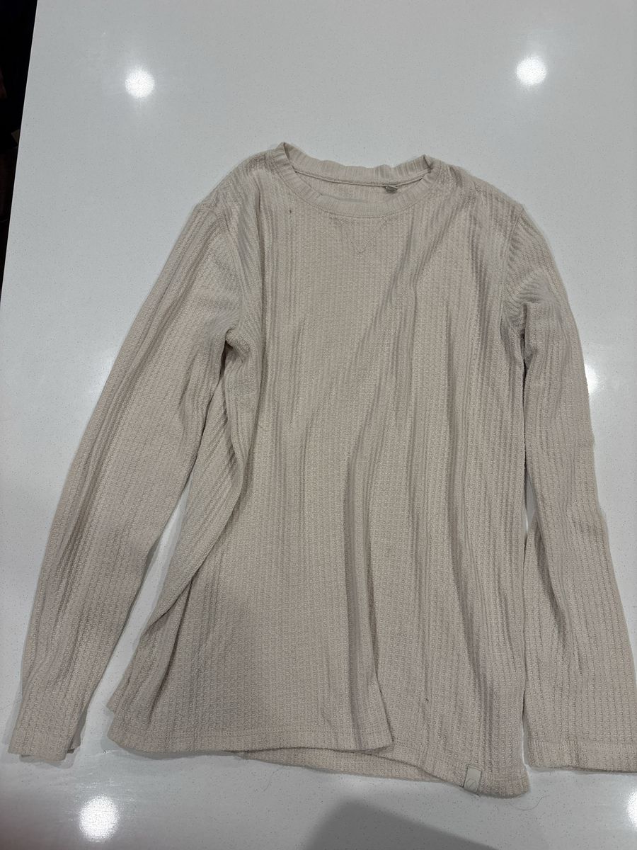 Standard Cloth Men's Long Sleeve Waffle Knit Thermal Shirt - Beige, Size Large