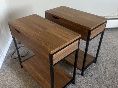 Set of 2 SONGMICS Side Tables w/ USB & Storage