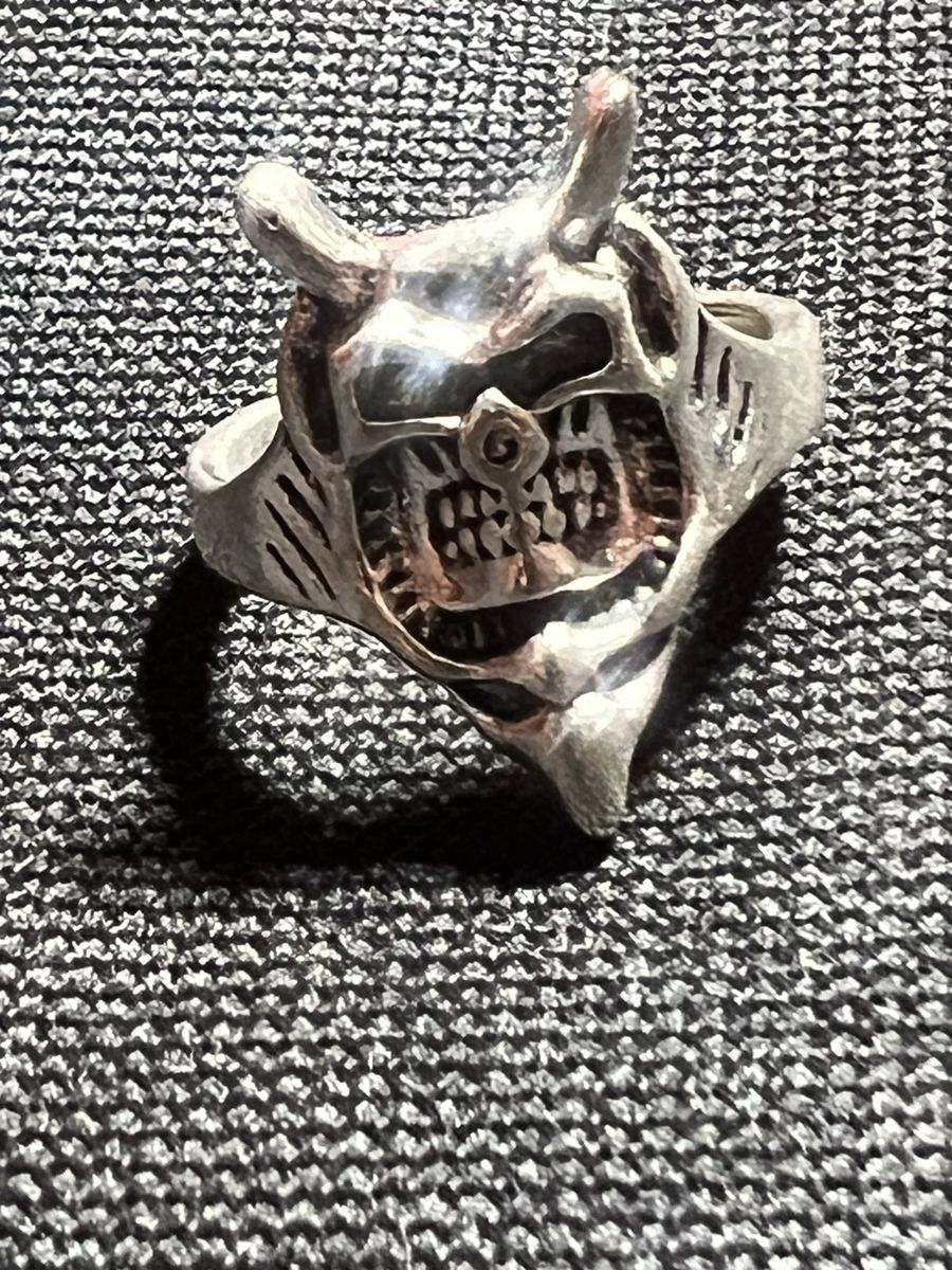 Stainless steel Silver-Tone Devil Skull Ring, Unique Design Statement Piece Size-7