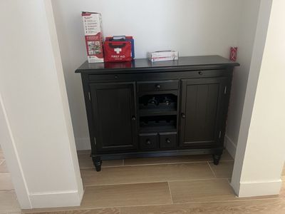 Black Sideboard Buffet Cabinet w/ Wine Rack