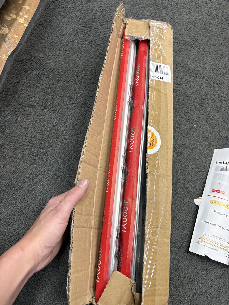 JI200YI Drawer Slides, New in Box with Installation Instructions