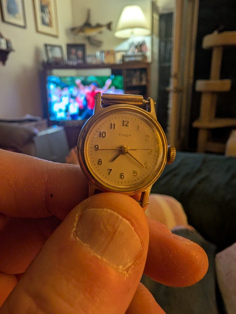 Vintage Timex Shock Resistant Women's Watch with Stretch Band