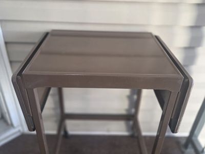Vintage Mid-Century Modern Brown Metal Rolling Bar Cart Side Table 28.5" x 16"