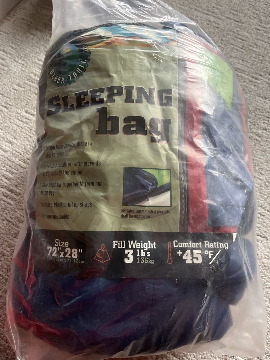 Ozark Trail 45°F Sleeping Bag - 72"x28", 3 lbs Fill Weight, Machine Washable