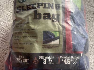 Ozark Trail 45°F Sleeping Bag - 72"x28", 3 lbs Fill Weight, Machine Washable