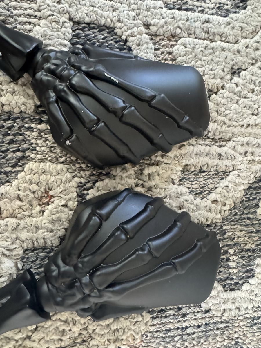 Black Skeleton Hand Motorcycle Side Mirrors Harley metric Honda Yamaha Kawasaki $230 new
