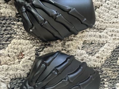 Black Skeleton Hand Motorcycle Side Mirrors Harley metric Honda Yamaha Kawasaki $230 new