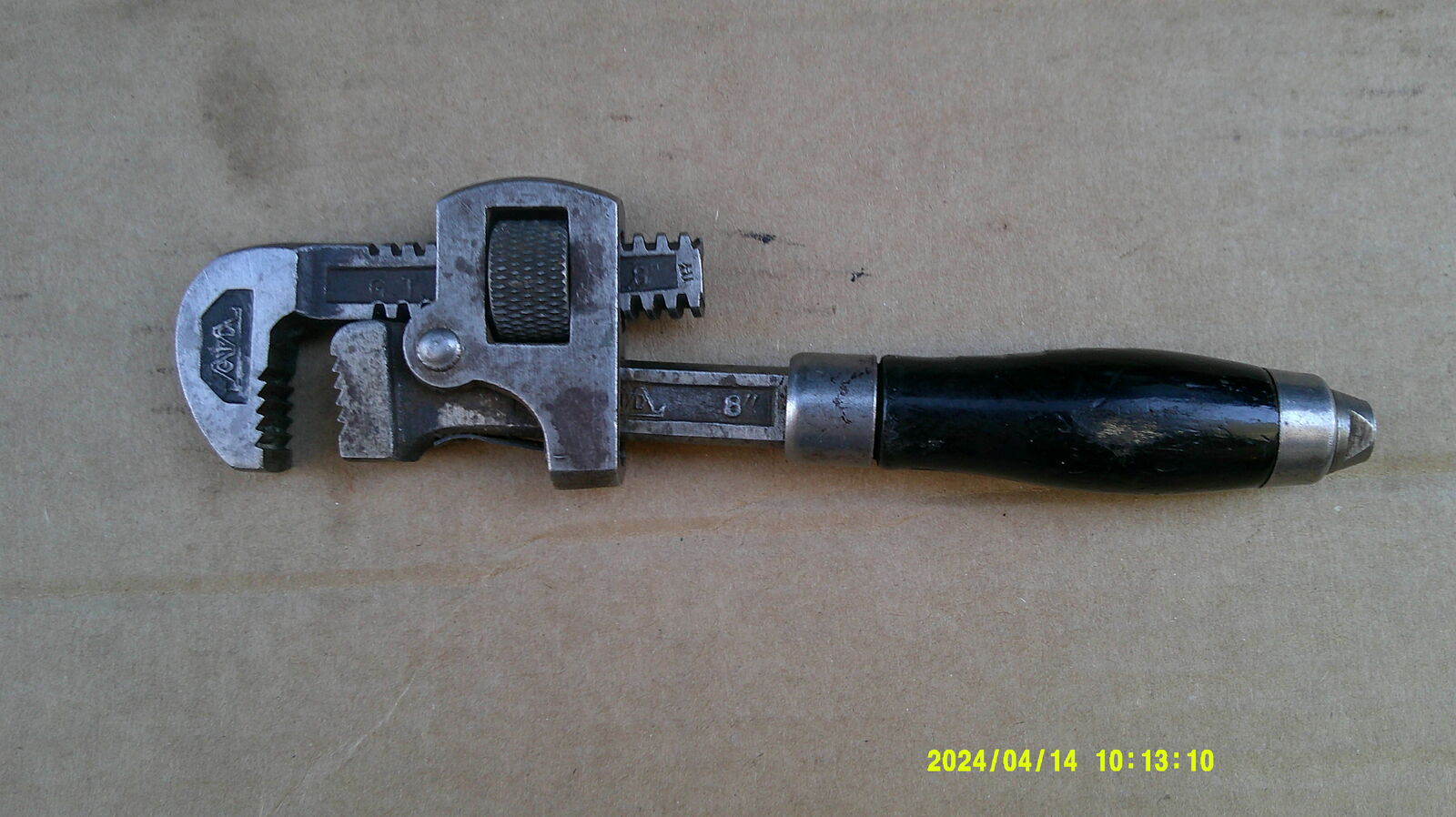 Vintage GTD Corp #8 Pipe Wrench With Wooden Handle $15