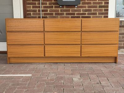 Vintage 9 Drawer Danish Teak Dresser by Komfort