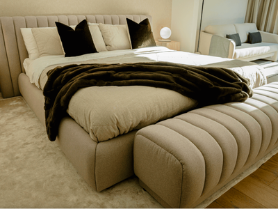 Rove Concepts, Berlin Bed-Modern Felt-Alesund-King, Dreamcloud King Mattress, Berlin Bench-Modern Felt-Alesund