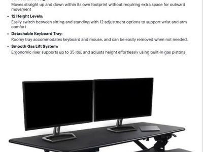 FlexiSpot 47" Manual Sit-Stand Desk Converter Riser - Black