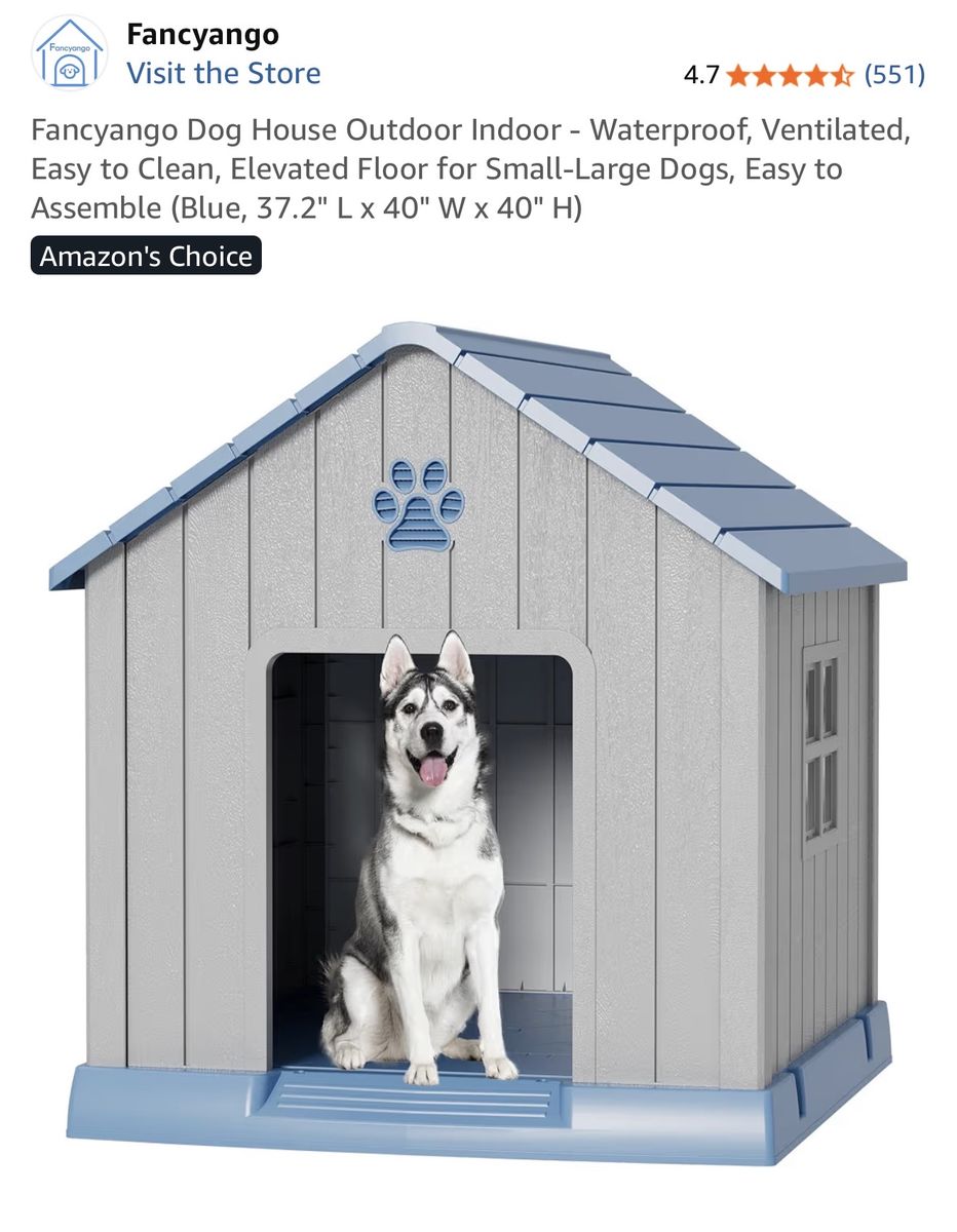 Fancyango Waterproof Ventilated Elevated Dog House - Blue, 37.2"L x 40"W x 40"H
