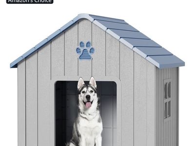 Fancyango Waterproof Ventilated Elevated Dog House - Blue, 37.2"L x 40"W x 40"H