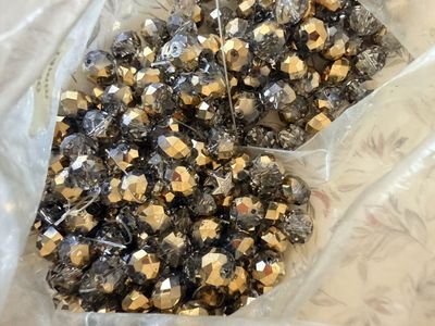 Bag of Faceted Gold & Clear Round Craft Beads - Mixed Sizes for DIY Projects