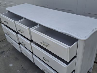 all wood white 9 drawers dresser