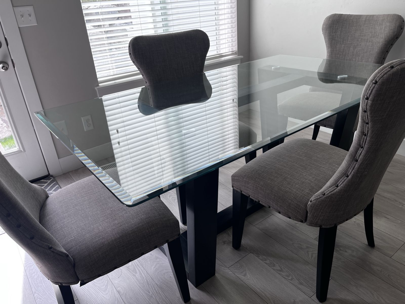 Glass dining table and 4 chairs