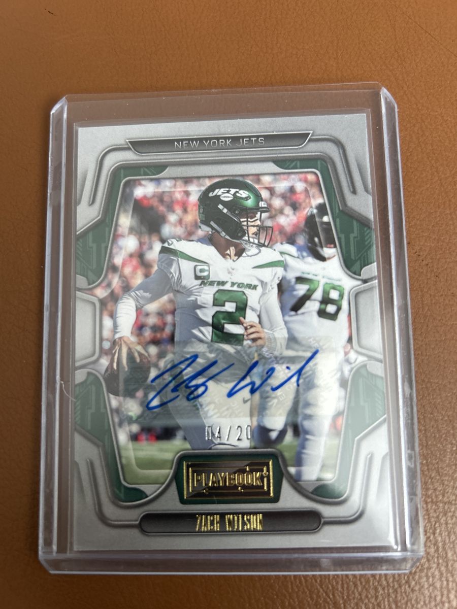 Zach Wilson 2022 Playbook New York Jets Autograph #4/20 Foil Stamp Hand Signed NFL Football Card BYU COUGARS Auto