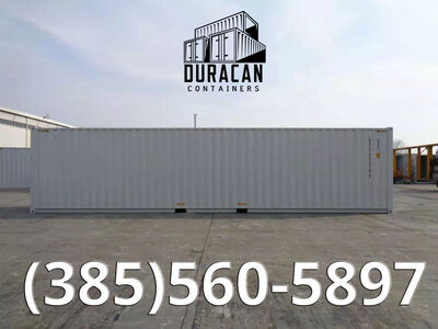 Shipping Container, 40' High Cube, New Single Trip, Storage Box - Light Gray in Color