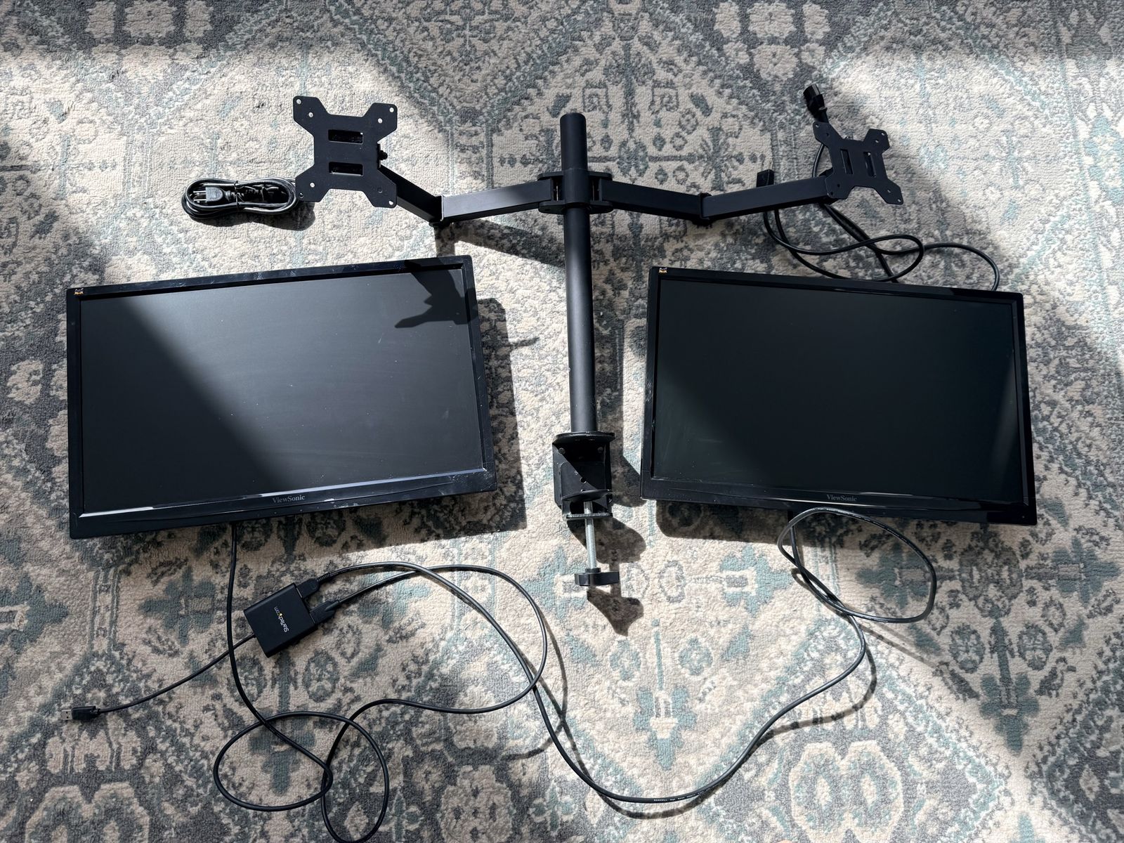 Dual Monitor Desk Mount + Two 22' Monitors