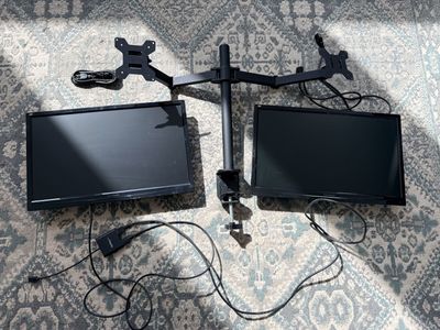 Dual Monitor Desk Mount + Two 22' Monitors