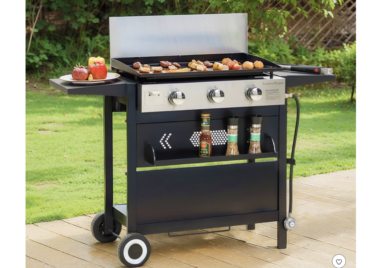 New in box, 3-Burner Portable Propane Gas Griddle with Cart and Lid