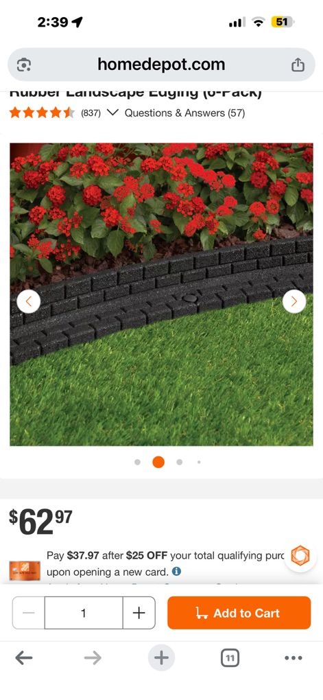 48 in. x 3 in. x 3 in. Black Brickface Rubber