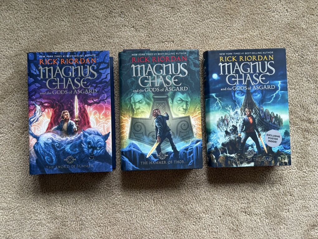 Magnus Chase and the Gods of Asgard Series 1-3, by Rick Riordan (hardcovers)