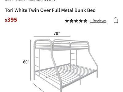 White metal bunk bed frame