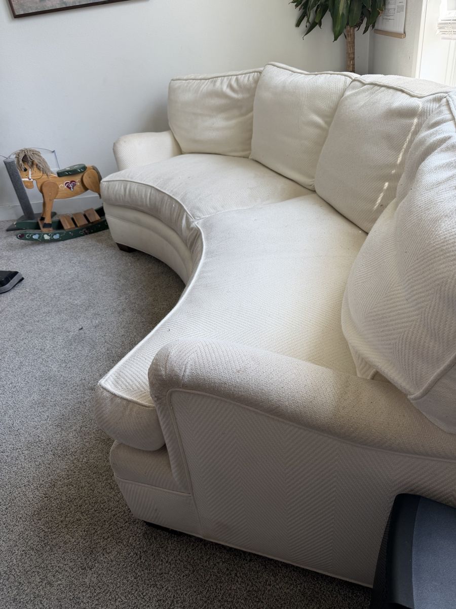 Cream Curved Fabric Sofa 