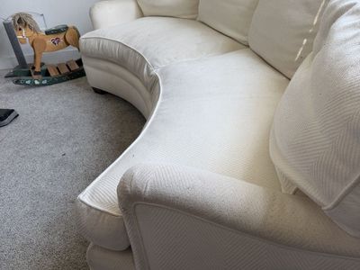 Cream Curved Fabric Sofa