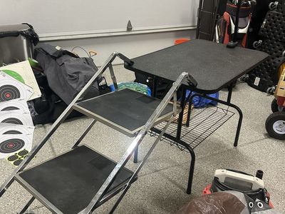 Pet Grooming Table with Integrated Steps and Storage Shelf. Used once, 70lb. dog, works great.