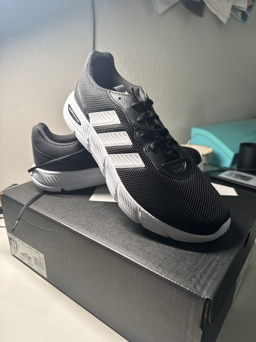 Adidas Cloudfoam Flex Laces Men's Sneakers Black White Size 10